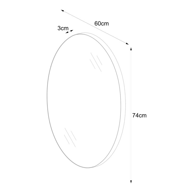 Spejl Tisa Slim Oval 60x74 cm Sort