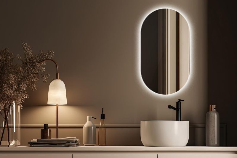 Ovalt LED-spejl Tulup 58x100 cm Neutral til makeup 1 stk.