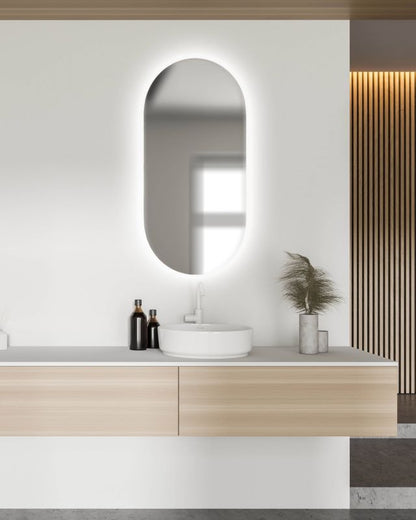 Ovalt spejl Luna 100 x 40 cm med LED-belysning