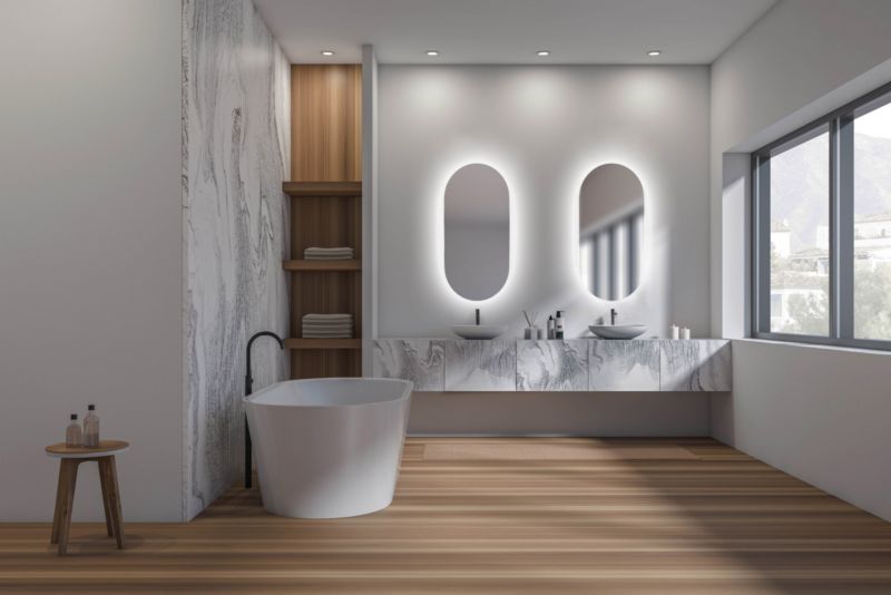 Ovalt spejl Luna 100 x 40 cm med LED-belysning