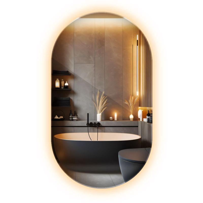Ovalt Tulup LED-spejl 52x90 cm med belysning til garderobe, 1 stk.