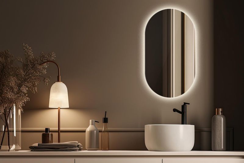 Ovalt Tulup LED-spejl 52x90 cm med belysning til garderobe, 1 stk.