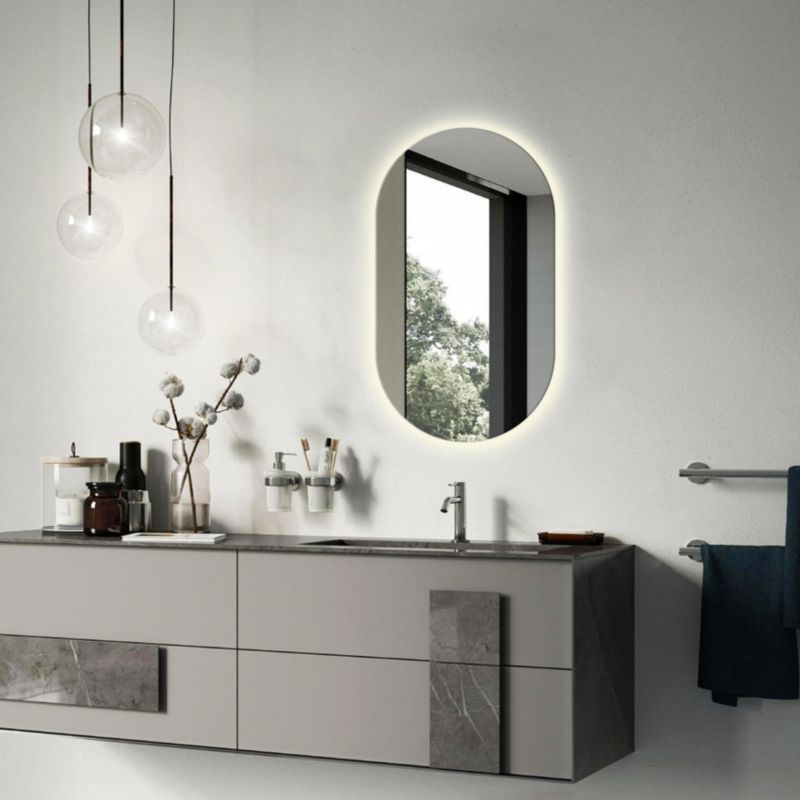 Ovalt Tulup LED-spejl 52x90 cm med belysning til garderobe, 1 stk.