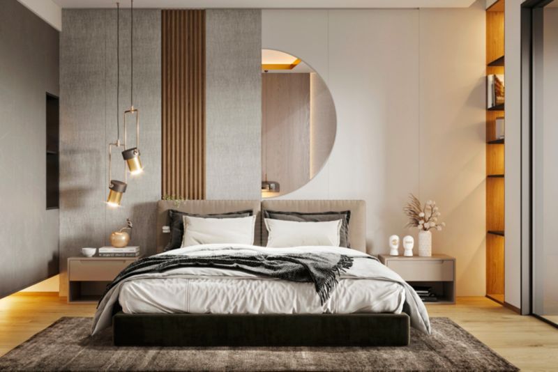 Moderne halvrundt spejl Tulup 45 x 90 cm i loftstil, 1 stk.
