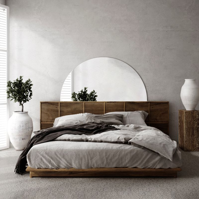 Moderne halvrundt spejl Tulup 45 x 90 cm i loftstil, 1 stk.