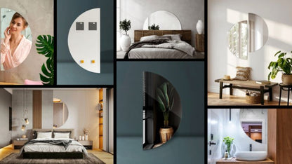 Moderne halvrundt spejl Tulup 45 x 90 cm i loftstil, 1 stk.