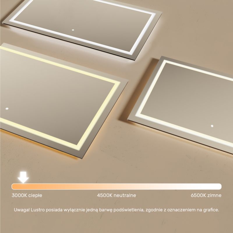 LED Badeværelsesspejl 120x70 cm med Touch-Kontakt 3000K | 5906506531053