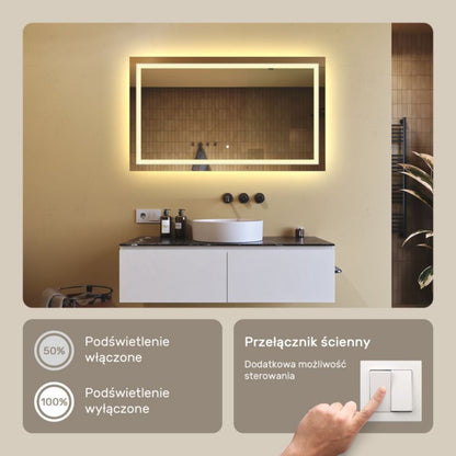 LED Badeværelsesspejl 120x70 cm med Touch-Kontakt 3000K | 5906506531053