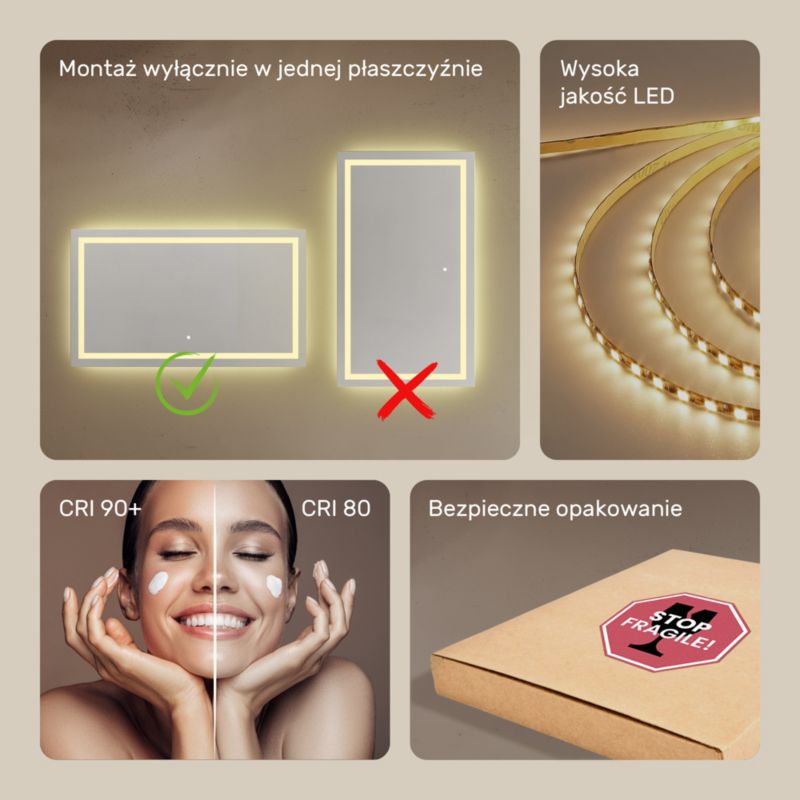 LED Badeværelsesspejl 120x70 cm med Touch-Kontakt 3000K | 5906506531053