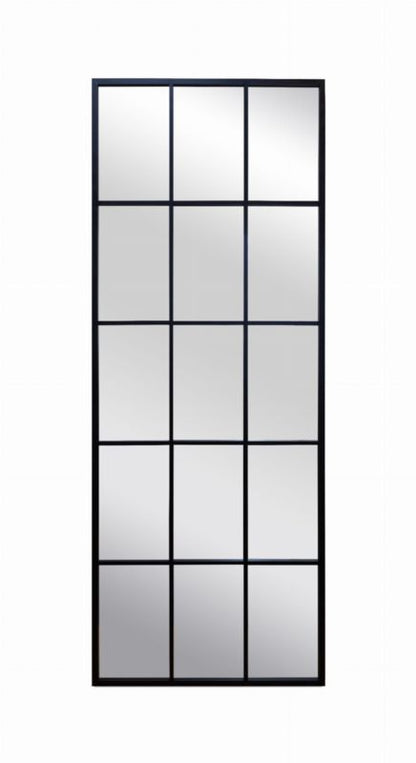 Rektangulært BD art-spejl med sprosser i ramme 60x160 cm til stue, sort, industriel, 1 stk.