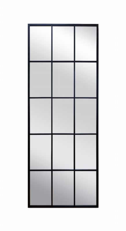 Rektangulært BD art-spejl med sprosser i ramme 60x160 cm til stue, sort, industriel, 1 stk.
