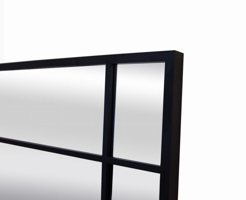Rektangulært BD Art-spejl med sprosser i sort industriel ramme 70x100 cm til stue, 1 stk.