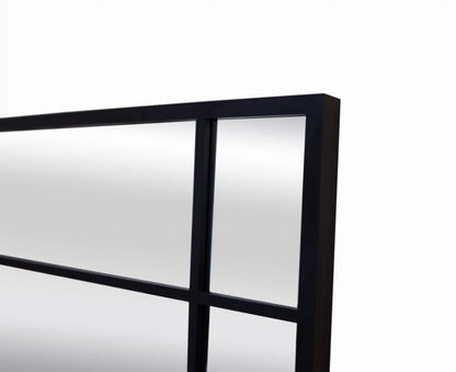 Rektangulært BD Art-spejl med sprosser i sort industriel ramme 70x100 cm til stue, 1 stk.