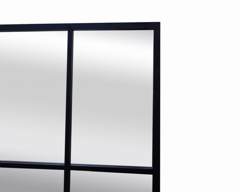 Rektangulært BD art-spejl i ramme med sprosser 70x100 cm til stue, sort industrial design, 1 stk.