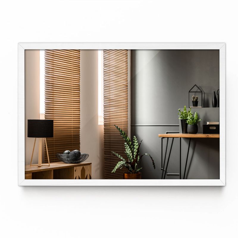 Rektangulært Tulup-spejl 100 x 70 cm til vægmontering med hvid MDF-ramme, 1 stk.