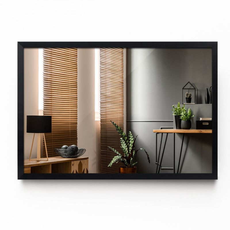 Rektangulært Tulup-spejl 100 x 70 glamour med sort MDF-ramme, 1 stk.