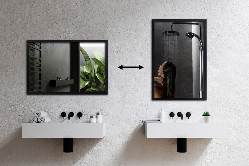 Rektangulært Tulup-spejl 100 x 70 glamour med sort MDF-ramme, 1 stk.