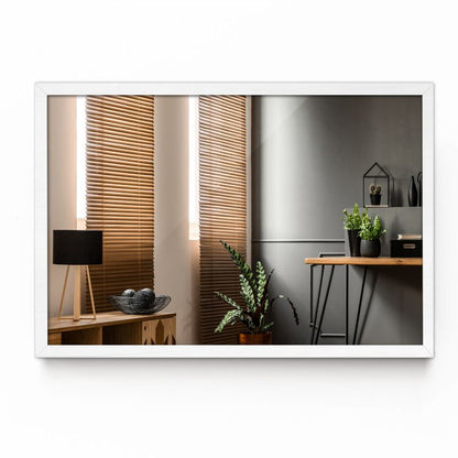 Rektangulært Tulup-spejl 70 x 50 cm til væg med hvid MDF-ramme, 1 stk.