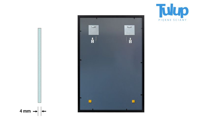 Rektangulært Tulup-spejl 70 x 50 cm med moderne sort MDF-ramme, 1 stk.