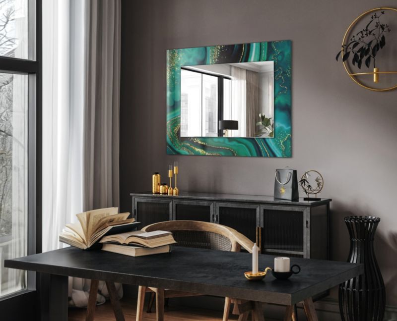Rektangulært Tulup-spejl med abstrakt tekstur 80x60 cm moderne på bagplade, 1 stk.