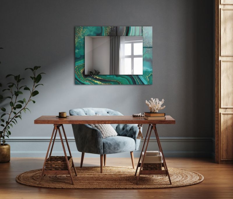 Rektangulært Tulup-spejl med abstrakt tekstur 80x60 cm moderne på bagplade, 1 stk.