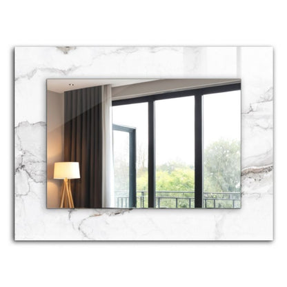 Rektangulært Tulup-spejl med hvidt mønster 80x60 cm elegant på bagplade, 1 stk.