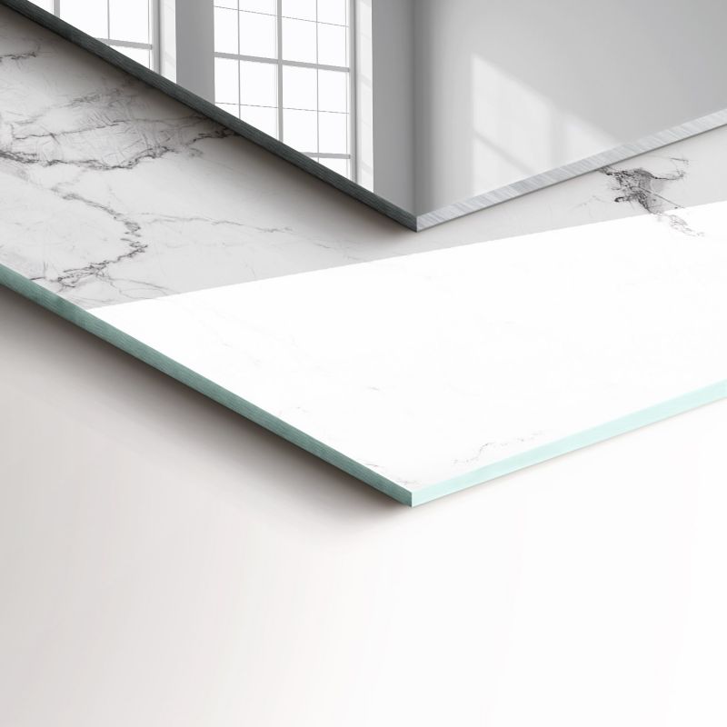 Rektangulært Tulup-spejl med hvidt mønster 80x60 cm elegant på bagplade, 1 stk.