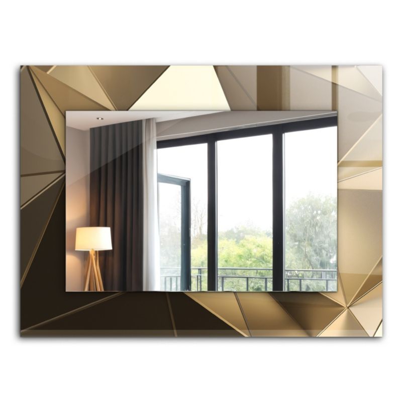 Rektangulært Tulup-spejl med geometriske former 80x60 cm kunstnerisk på baggrund, 1 stk.