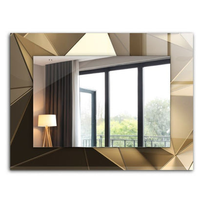 Rektangulært Tulup-spejl med geometriske former 80x60 cm kunstnerisk på baggrund, 1 stk.