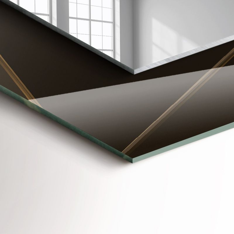 Rektangulært Tulup-spejl med geometriske former 80x60 cm kunstnerisk på baggrund, 1 stk.