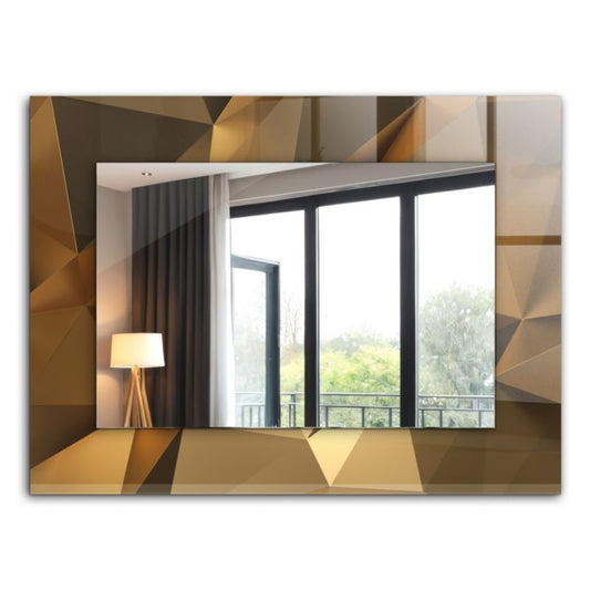 Rektangulært Tulup-spejl med geometriske former 80x60 cm på bagplade, 1 stk.