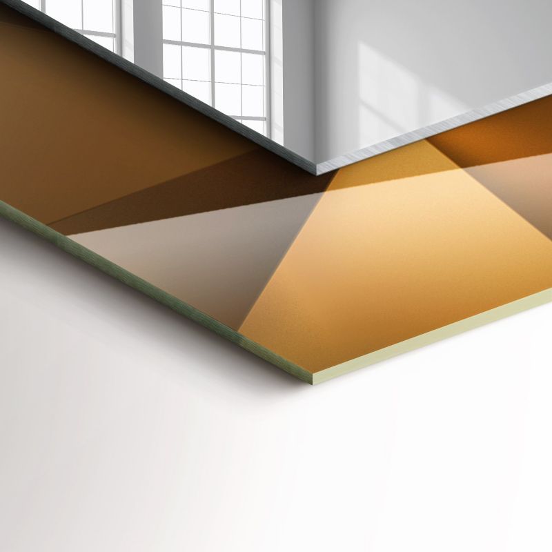 Rektangulært Tulup-spejl med geometriske former 80x60 cm på bagplade, 1 stk.