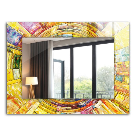 Rektangulært spejl Tulup med farverig mosaik 80x60 cm på bagplade, 1 stk.