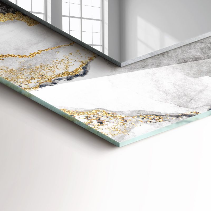 Rektangulært spejl Tulup marmor abstraktion 80x60 cm på bagplade, 1 stk.