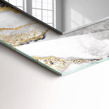 Rektangulært spejl Tulup marmor abstraktion 80x60 cm på bagplade, 1 stk.