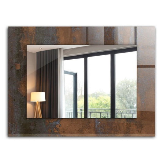 Rektangulært spejl Tulup Rust Metal 80x60 cm industrielt på bagplade 1 stk.