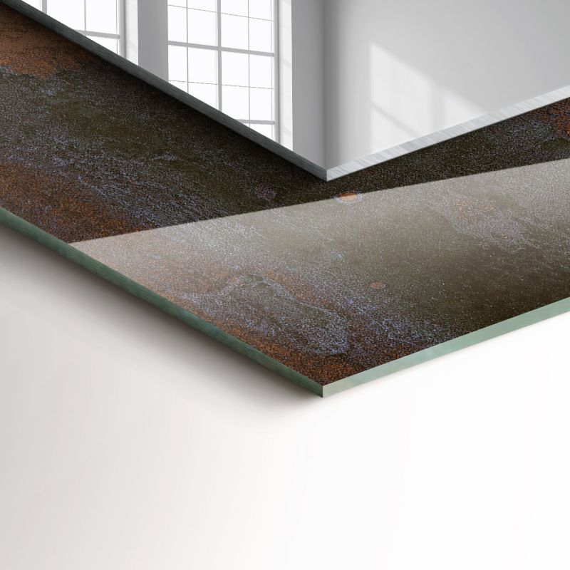 Rektangulært spejl Tulup Rust Metal 80x60 cm industrielt på bagplade 1 stk.
