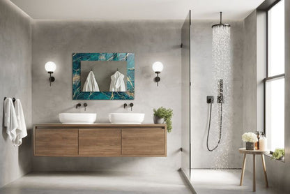 Rektangulært spejl Tulup grøn marmor 80x60 cm elegant 1 stk.