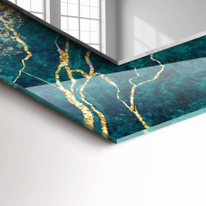 Rektangulært spejl Tulup grøn marmor 80x60 cm elegant 1 stk.