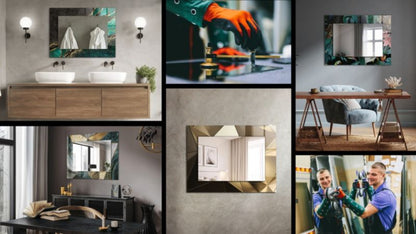 Rektangulært spejl Tulup grøn marmor 80x60 cm elegant 1 stk.