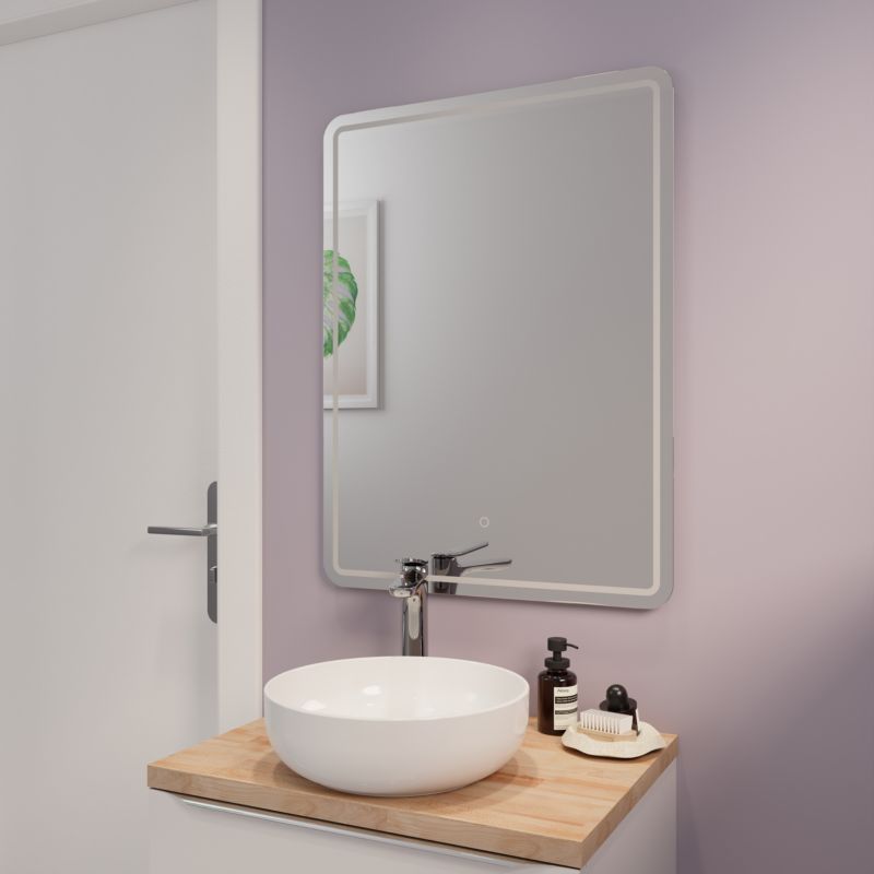 LED Spejl Rektangulært med Dæmper 80x60 cm Glas | 5063022029461