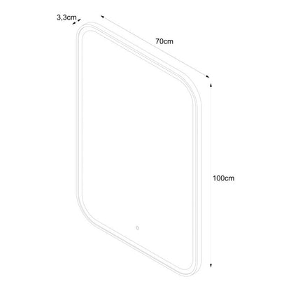 Lustro Prostokątne Carder 100 x 70 cm Czarne LED