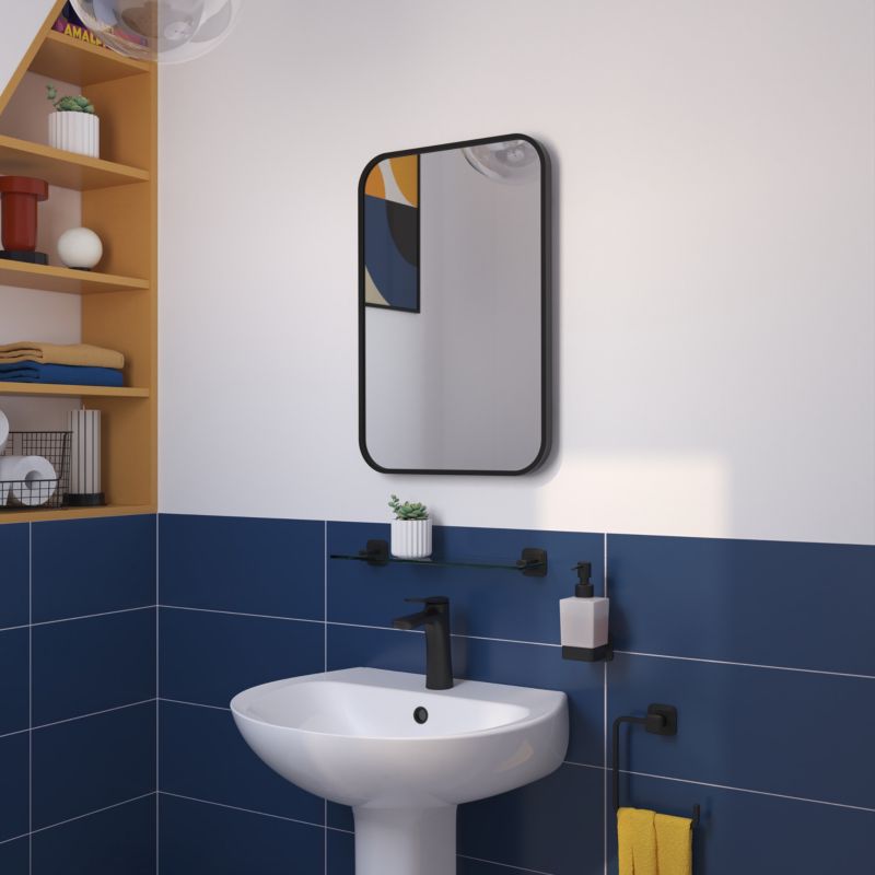 Rektangulært spejl Tisa Slim 40x60 cm Sort | 5063022703941