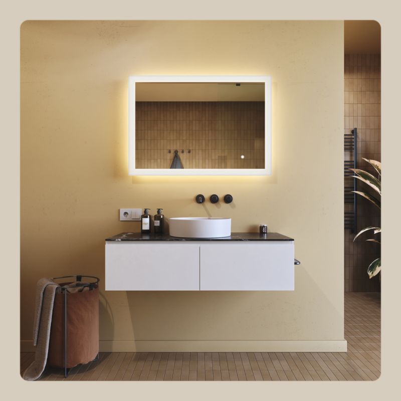 Rektangulært LED-spejl 100x70 cm med Touch Betjening
