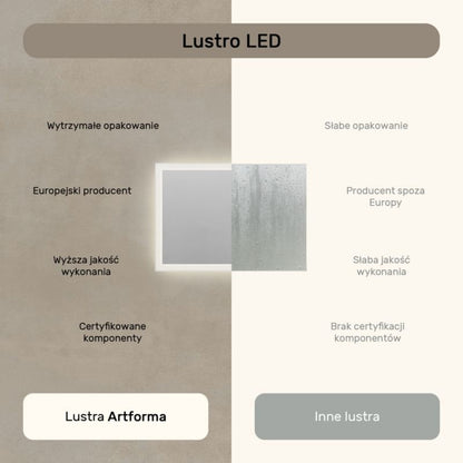 Rektangulært LED-spejl 100x70 cm med Touch Betjening