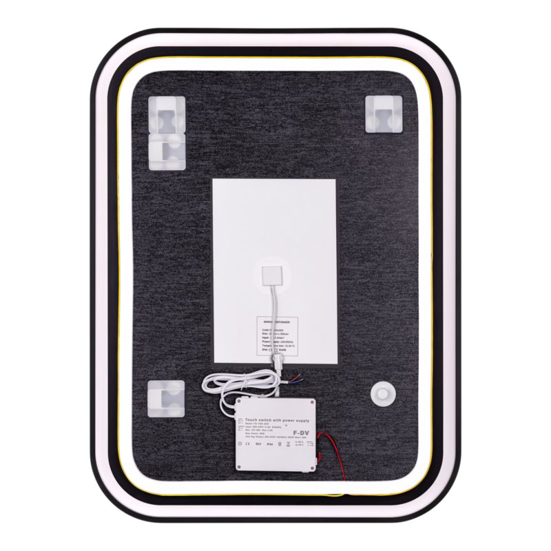 Rektangulært LED-spejl 80x60 cm Sort