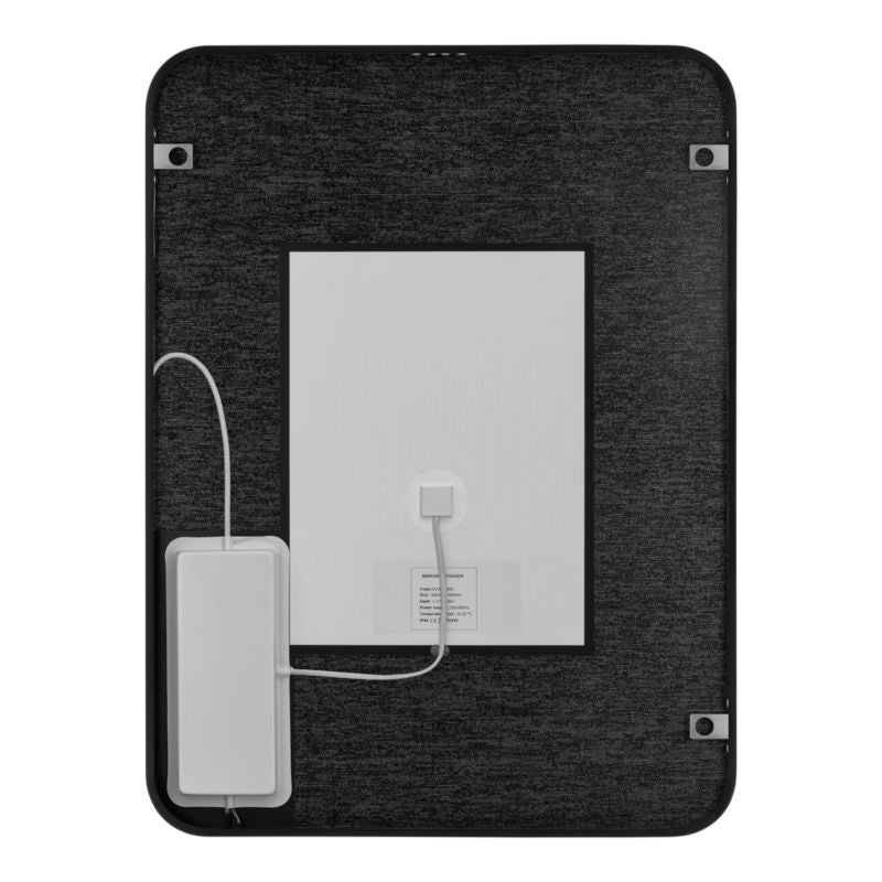 LED-spejl Rektangulært 60 x 80 cm Sort med Dæmper
