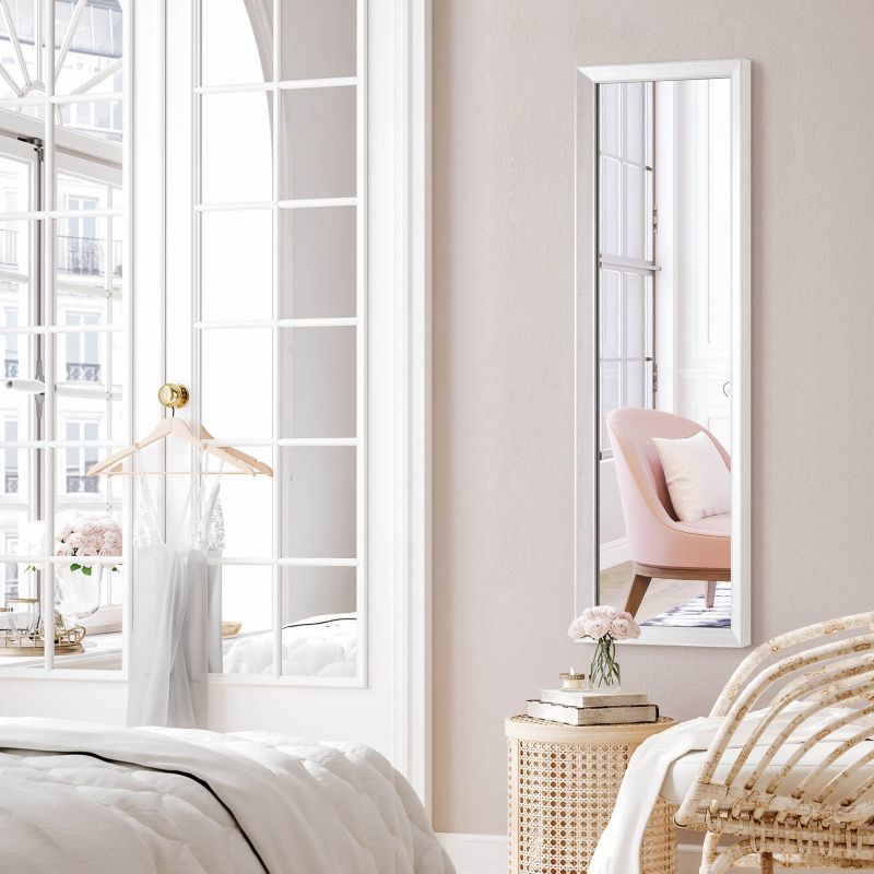 Rektangulært spejl Paris 47 x 147 cm i hvid ramme