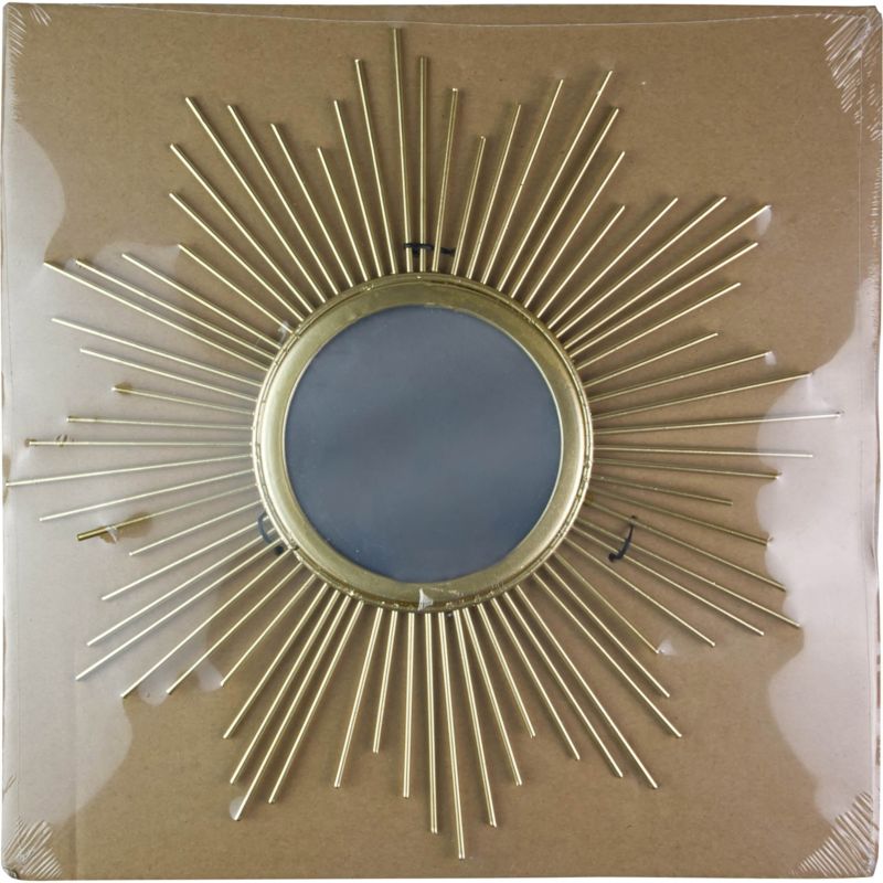 Sol-spejl 32,5 x 32,5 x 5 cm med guldramme