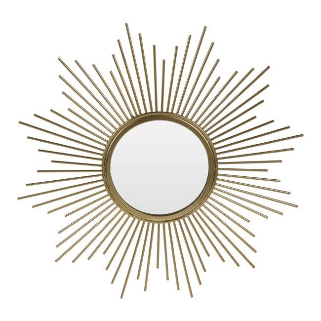 Sol-spejl 32,5 x 32,5 x 5 cm med guldramme